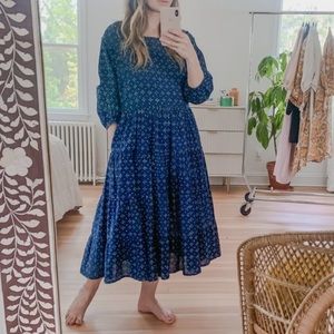 Amer Tiered Dress - Indigo vintage fabric from Voloshin
